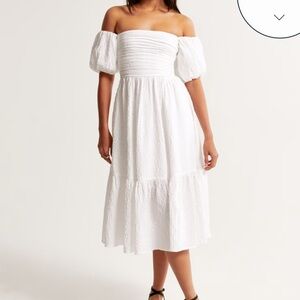 Abercrombie Emerson Off-The-Shoulder Midi Dress. White. Size Large.